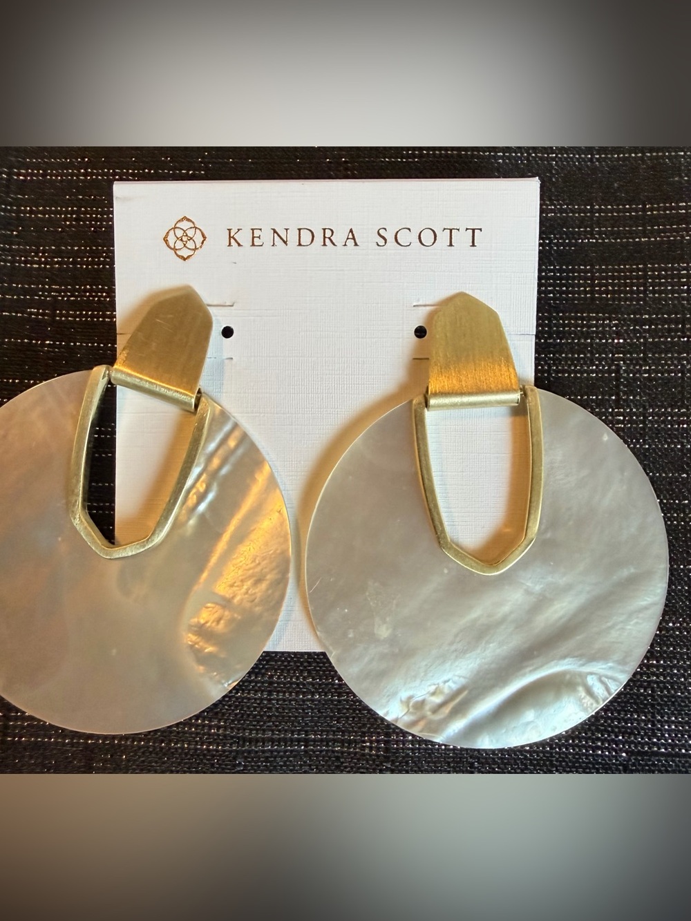 Kendra Scott Gold-Tone and Mother-of-Pearl Round Drop Earrings